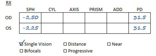 SV Prescription sample 1