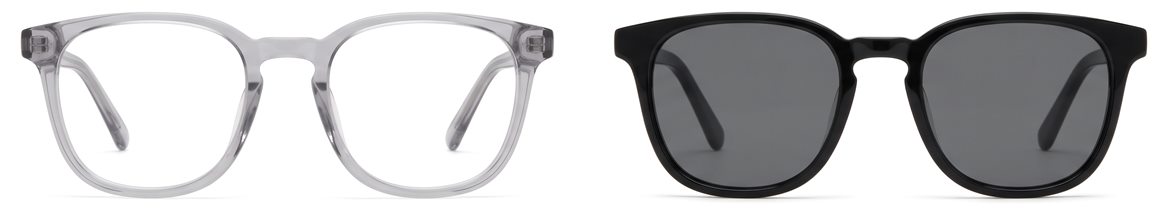 Clear prescription glasses and prescription sunglasses