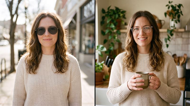 Clear-to-dark lenses dark outdoors and clear indoors