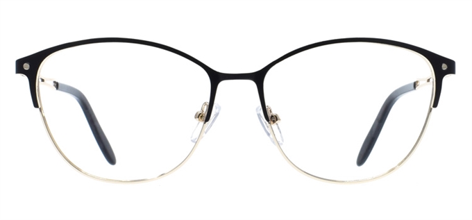 Picture of iLookGlasses OTTO - ASTRID BLACK / GOLD - METAL,OVAL,FULL-RIM,fashion,office,everyday - prescription eyeglasses online Canada