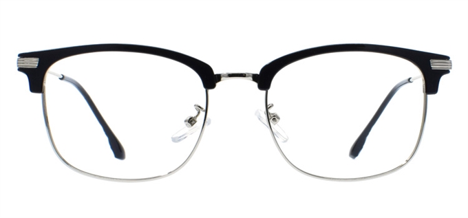 Picture of iLookGlasses MOMENTUM 6715 BLACK / SILVER - RECTANGLE,METAL,OVAL,FULL-RIM,fashion,office,retro,everyday - prescription eyeglasses online Canada