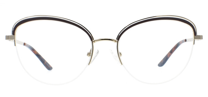 Picture of iLookGlasses OTTO ETSUKO ESPRESSO - METAL,OVAL,SEMI-RIM,fashion,office,everyday,CAT-EYE - prescription eyeglasses online Canada