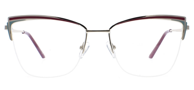 Picture of iLookGlasses OTTO JEANINE PLUM / BLUE - RECTANGLE,METAL,OVAL,SEMI-RIM,fashion,office,everyday,CAT-EYE - prescription eyeglasses online Canada