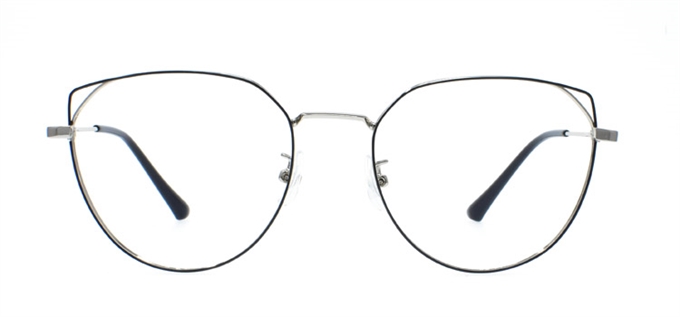 Picture of iLookGlasses OTTO MAXINE BLACK / SILVER - METAL,OVAL,FULL-RIM,fashion,office,retro,everyday,CAT-EYE - prescription eyeglasses online Canada