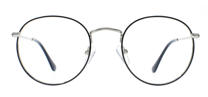 Picture of iLookGlasses OTTO POE BLACK / SILVER - METAL,OVAL,ROUND,FULL-RIM,fashion,office,everyday - prescription eyeglasses online Canada