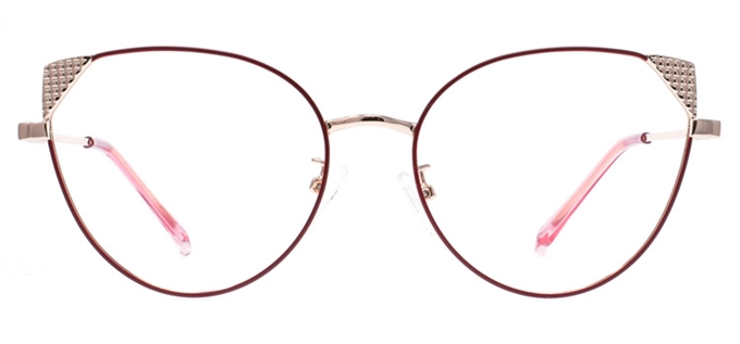 Picture of iLookGlasses OTTO KRYSTEN RED - METAL,OVAL,ROUND,FULL-RIM,fashion,office,everyday,CAT-EYE - prescription eyeglasses online Canada