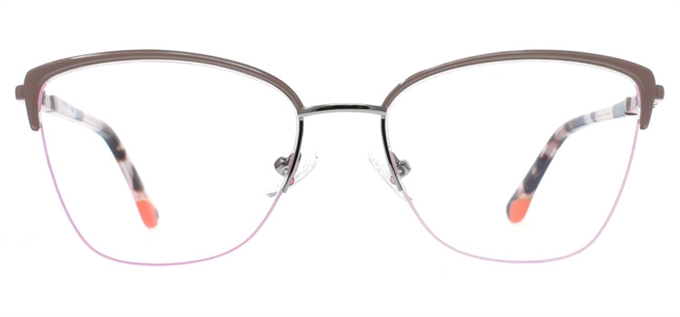 Picture of iLookGlasses OTTO VIXEN ROSE MAUVE - METAL,OVAL,SEMI-RIM,fashion,light weight,office,everyday - prescription eyeglasses online Canada
