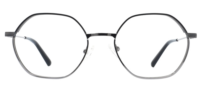 Picture of iLookGlasses OTTO CAREY BLACK / SILVER - METAL,OVAL,ROUND,FULL-RIM,fashion,office,retro,everyday - prescription eyeglasses online Canada